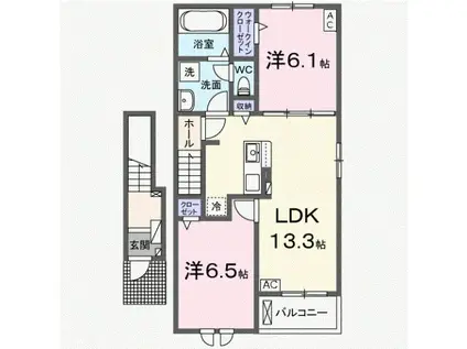 キャナル ヴィレッジ(2LDK/2階)の間取り写真