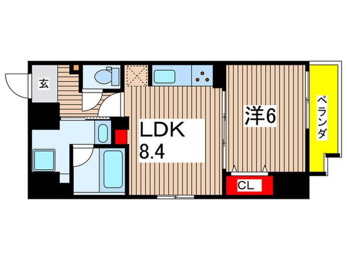 ROOTS KIKUKAWA(1LDK/4階)の間取り写真