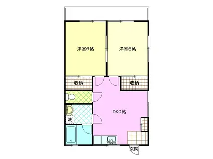 第一コーポたちばな(2DK/1階)の間取り写真