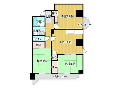 ホリホックイン和田(3DK/3階)の間取り写真