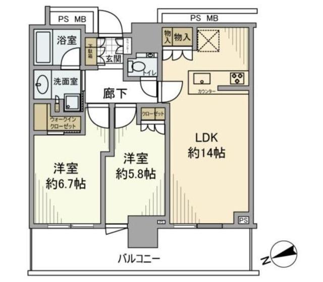 クラッシィタワー東中野(2LDK/16階)の間取り写真