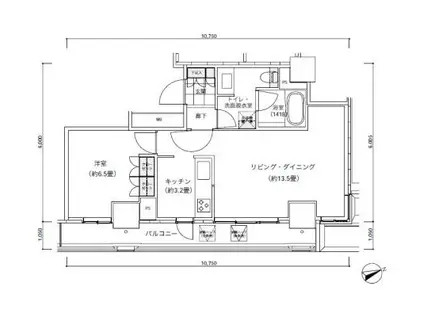 パークキューブ愛宕山タワー(1LDK/17階)の間取り写真