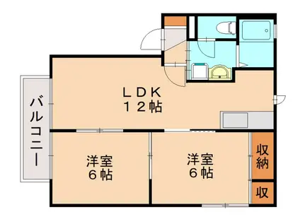 ラ・マルシュ II(2LDK/2階)の間取り写真