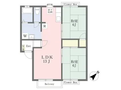 スワンレーク A(2LDK/1階)の間取り写真