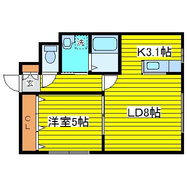 プルーオムN10(1LDK/3階)の間取り写真