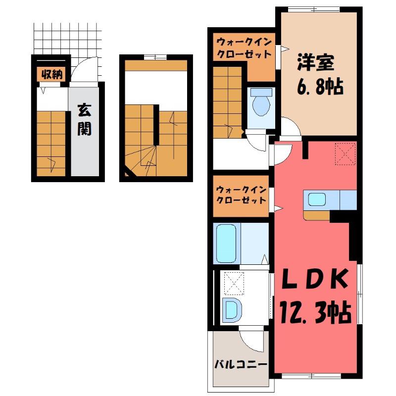クラール 大島 B(1LDK/3階)の間取り写真