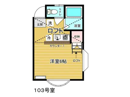 エスペランサII(1K/1階)の間取り写真