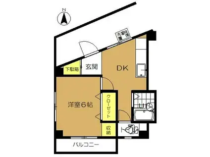 後藤ビル(1DK/3階)の間取り写真