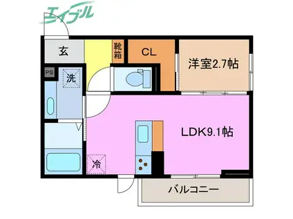 リアン ファミリオ 向陽(1LDK/2階)の間取り写真