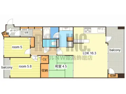 アルファステイツ市ノ橋(3LDK/2階)の間取り写真