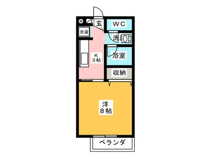 近鉄山田線 宮町駅 徒歩13分 2階建 築28年(1K/2階)の間取り写真