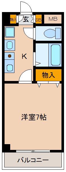 ハートリーフ鈴木(1K/6階)の間取り写真