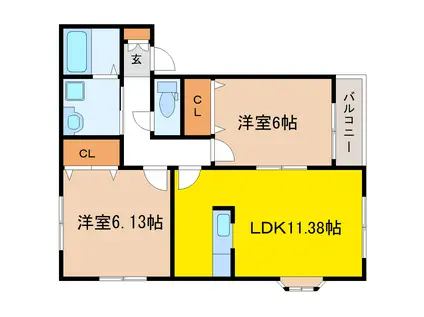 サニーフラットI(2LDK/1階)の間取り写真