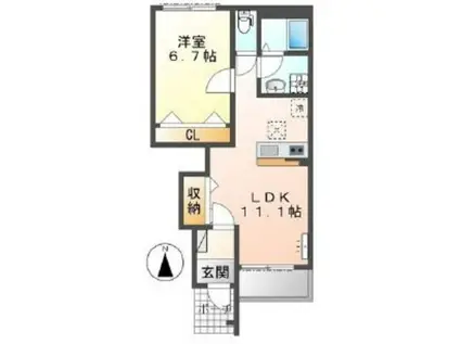 コンフォートヴィラ(1LDK/1階)の間取り写真