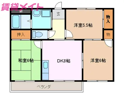 ネバーランドユミ(3LDK/2階)の間取り写真