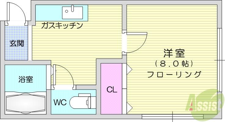 あけぼのハウス(1DK/2階)の間取り写真