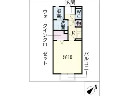 リビングタウンかじま台II A棟(1K/1階)の間取り写真