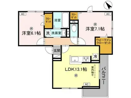 D-ROOM吉身 守山市吉身2丁目(2LDK/1階)の間取り写真