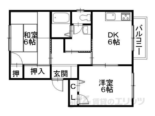 メゾンピース(2DK/2階)の間取り写真