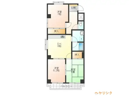 レジデンス栄(3DK/3階)の間取り写真