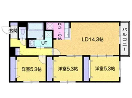ZABO HILLS KITAHIROSHIMAーI(3LDK/2階)の間取り写真