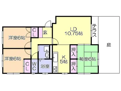 ディアコートE(3LDK/1階)の間取り写真