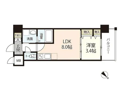 N-CLAIR比治山本町(1LDK/4階)の間取り写真