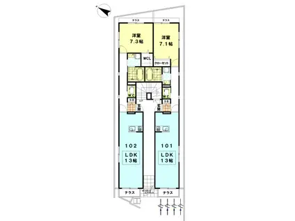 東京メトロ有楽町線 地下鉄成増駅 徒歩12分 2階建 築4年(1LDK/1階)の間取り写真