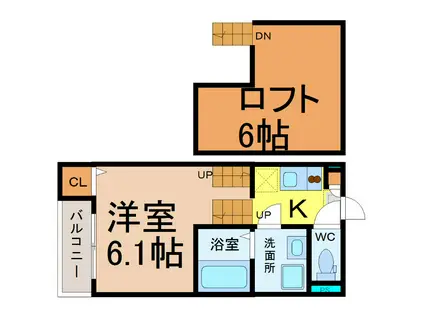 アーク東海通(1K/2階)の間取り写真