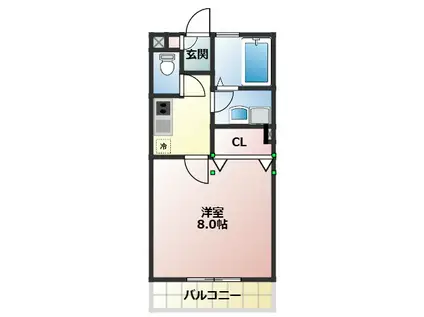 ブランドール(1K/2階)の間取り写真