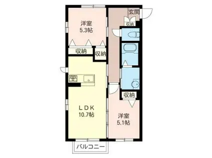 メゾン清里三番館(2LDK/1階)の間取り写真