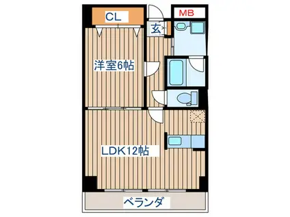 サークル10ビル(1LDK/9階)の間取り写真