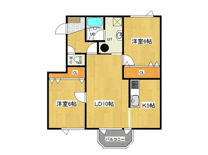 ルミナス清見1号館(2LDK/2階)の間取り写真