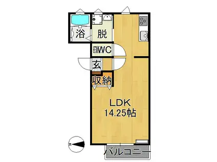 クリエートハウス(ワンルーム/2階)の間取り写真