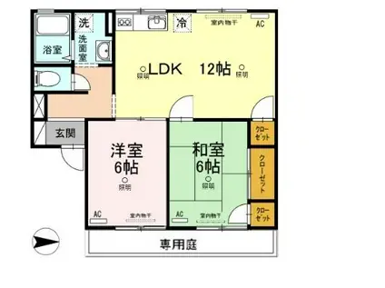 セジュール野山A棟(2LDK/2階)の間取り写真
