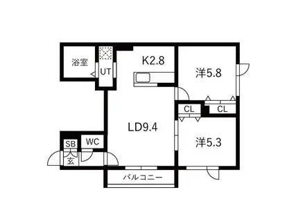 ULUHATUTERRACE(2LDK/3階)の間取り写真