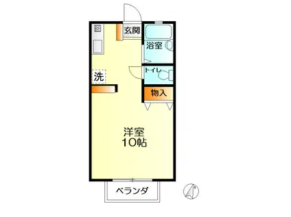 ザ・スプリングB棟(ワンルーム/2階)の間取り写真