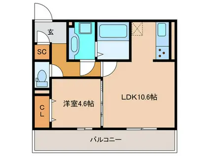 K.アリビオ(1LDK/3階)の間取り写真