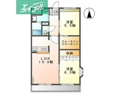 プラッツ・ユーI(2LDK/1階)の間取り写真