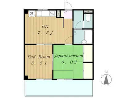 ピオニーI(2DK/1階)の間取り写真