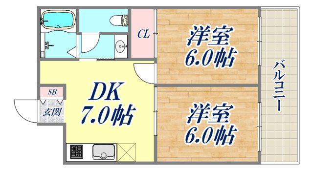 パラシオ(2DK/1階)の間取り写真