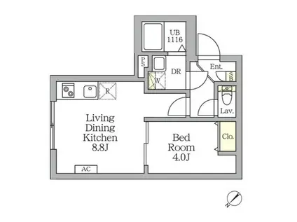 アグライア新宿横寺町(1LDK/2階)の間取り写真