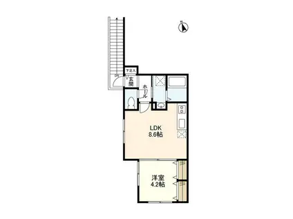 ウェルスクエア等々力(1LDK/2階)の間取り写真