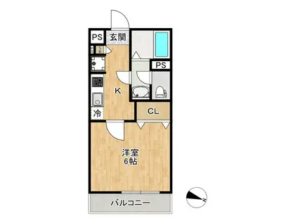 -SQUARE SORA(1K/1階)の間取り写真