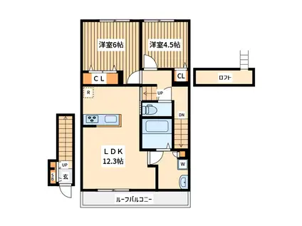 ベル リード(2LDK/2階)の間取り写真
