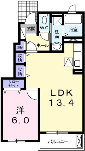 白蔵VI(1LDK/1階)の間取り写真