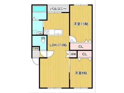 RADIA(2LDK/3階)の間取り写真