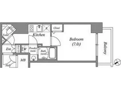 エスリード新栄テセラ(1K/2階)の間取り写真