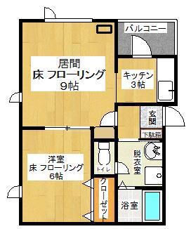 グローリーハイツ北進(1LDK/3階)の間取り写真