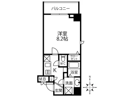 パークフロント常盤(1K/6階)の間取り写真